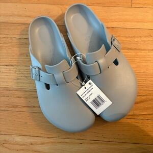 Birkenstock Light Gray Slip-On Loafers Boston stone coin EVA